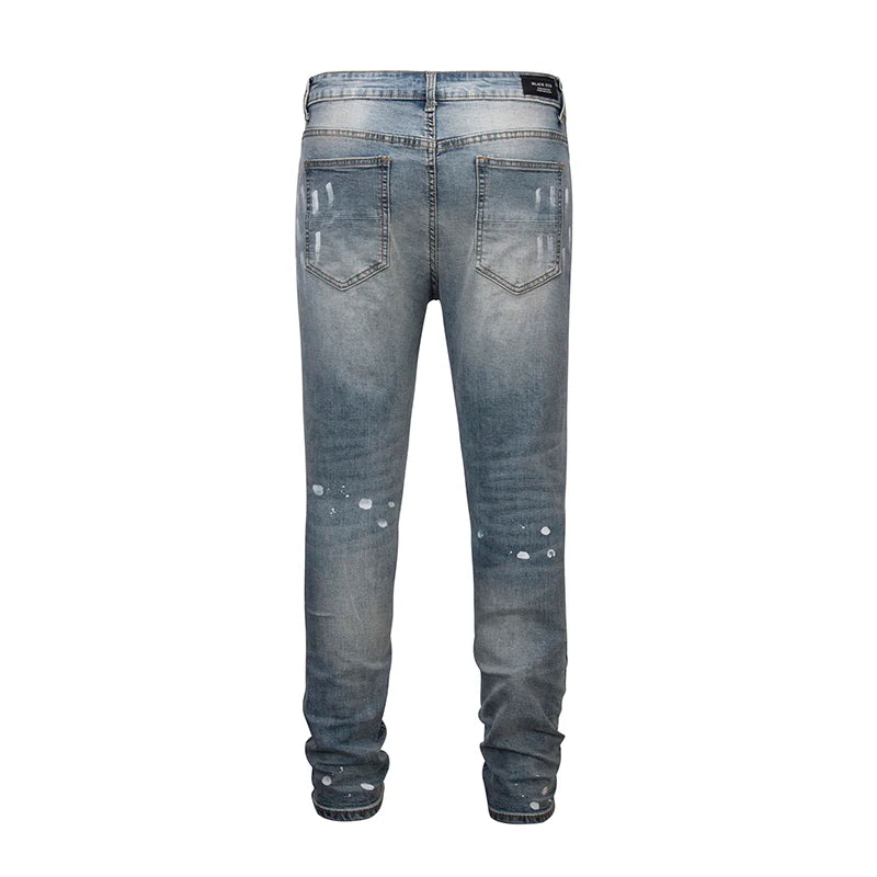 graffiti printed ripped destroied denim jean mens distressed biker jeans with sequins 2018 fashion high street slim pants jogger unique joggers style 2340