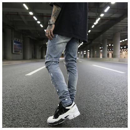 graffiti printed ripped destroied denim jean mens distressed biker jeans with sequins 2018 fashion high street slim pants jogger unique joggers style 2332
