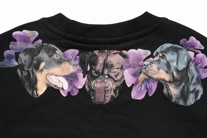 New  Baolideng High Men Rottweiler flower gentleman Hoodies Hoody hooded Sweatshirts velvet Cotton Drake Thicken Fleece #E24 Street King Limited