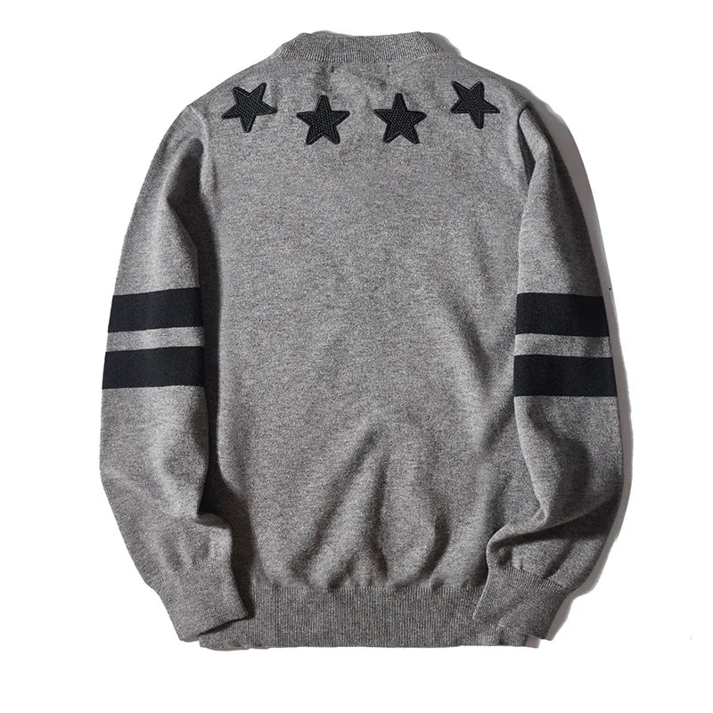 New 2021 Men Luxury Winter gentleman Embroidered stars stripes Knit Casual Sweaters pullover Asian Plug Size High Drake #H73 Street King Limited