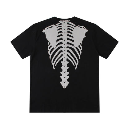 Men's Fashion Reflective Skull Printed T-shirts New Casual Loose Short-sleeved Crew Neck Tees Hip Hop Streetwear Loose Tops Street King Limited