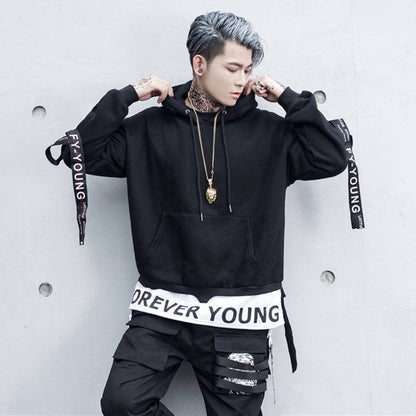 Cool Men Punk Hoodie Streetwear Hood Sweatshirt Hoody Men Black Red Long Sleeves Hip Hop Autumn Winter Mens Women Sweatshirt Daulet Apparel