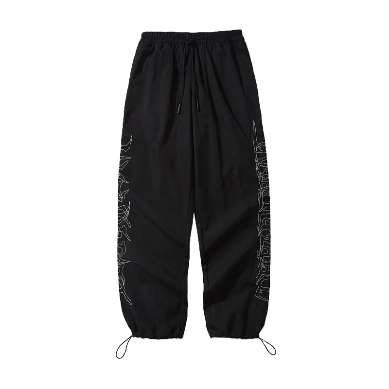 hip hop loose fit elastic waist pants fashion embroidery ankle pants mens 2019 new spring summer casual sportwear pants joggers unique joggers style 1090