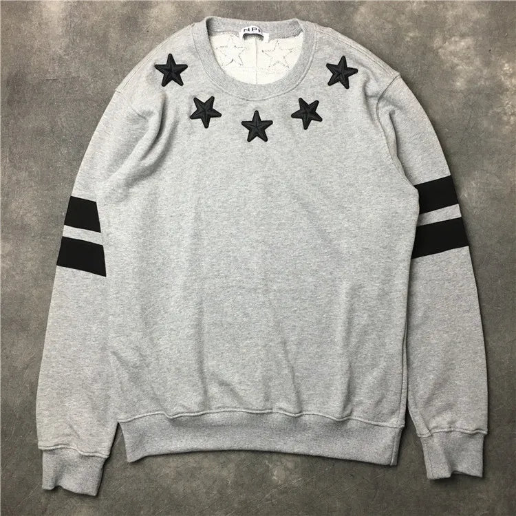 New  High Men Embroidery Star Stripes gentleman Hoodies Hoody hooded Sweatshirts velvet Cotton Drake Thicken Fleece #d68 Street King Limited