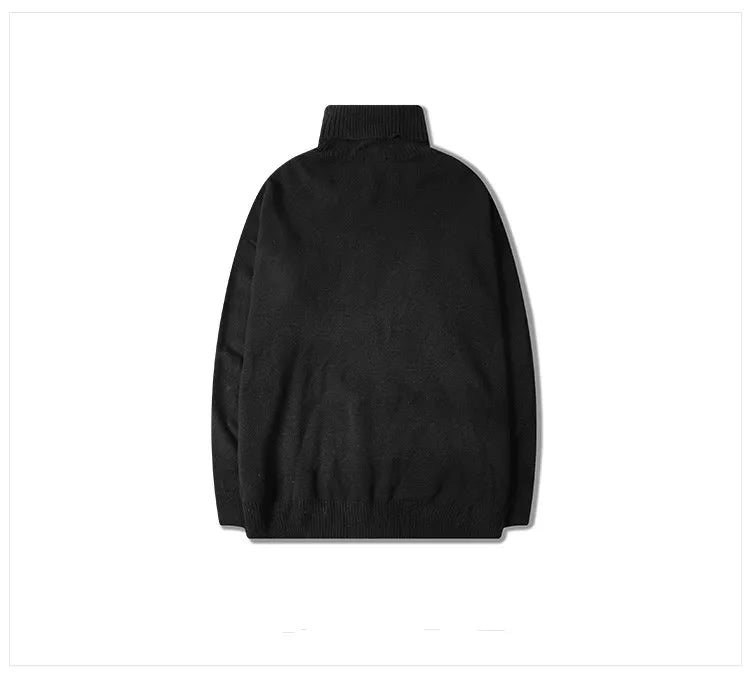 Male Sweater Basic Pullover 2018 Autumn Winter High Neck Casual Solid Color Warm Sweater Women Men Fashion Street Loose Sweaters Street King Limited