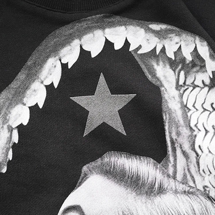 New  High Men Shark teeth beauty star gentleman Hoodies Hoody hooded Sweatshirts velvet Cotton Drake Thicken Fleece #d72 Street King Limited