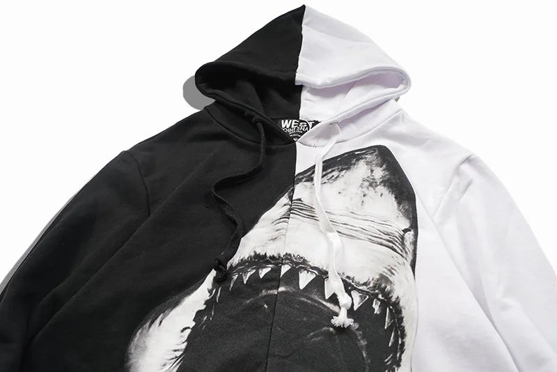 New  Baolideng High Men Shark teeth Yin yang Hoodies Hoody hooded Sweatshirts velvet Cotton Drake Thicken Fleece #E22 Street King Limited