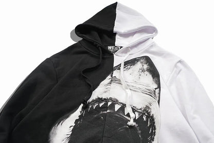 New  Baolideng High Men Shark teeth Yin yang Hoodies Hoody hooded Sweatshirts velvet Cotton Drake Thicken Fleece #E22 Street King Limited