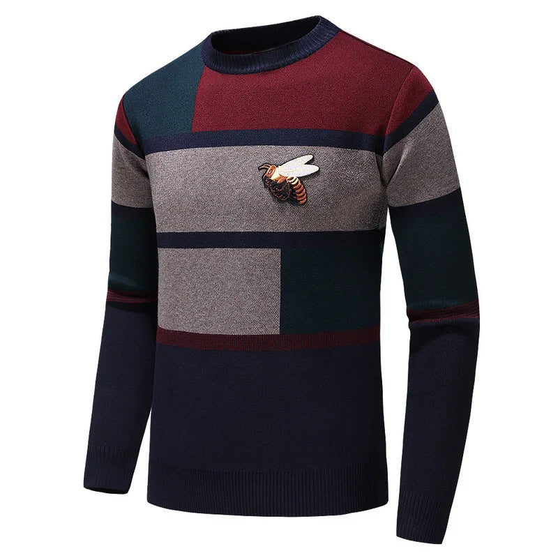 New 2018 Man Luxury Winter gentleman embroidery Bees Stripe Knit Casual Sweaters pullover Asian Plug Size High quality Drake H64 Street King Limited