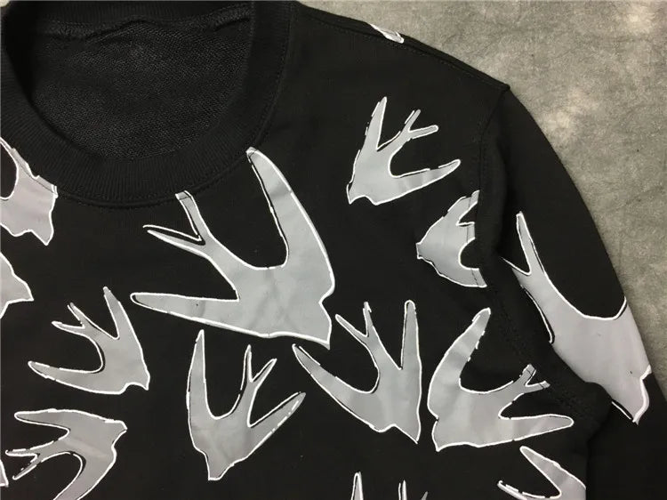 New  Men Full of Swallows Hoodies Hoody hooded Sweatshirts velvet Cotton Drake Thick Fleece Street Hip hop #E153 Street King Limited