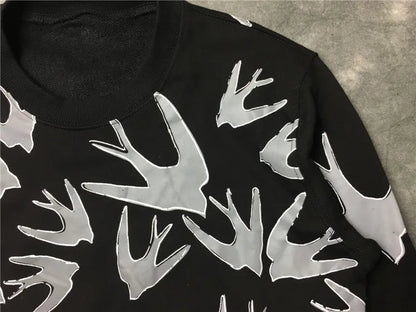 New  Men Full of Swallows Hoodies Hoody hooded Sweatshirts velvet Cotton Drake Thick Fleece Street Hip hop #E153 Street King Limited