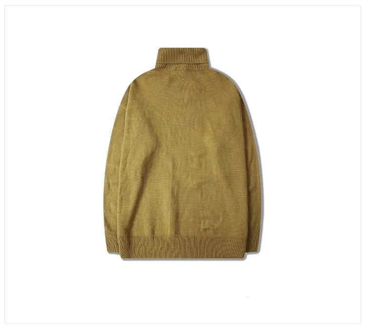 Male Sweater Basic Pullover 2018 Autumn Winter High Neck Casual Solid Color Warm Sweater Women Men Fashion Street Loose Sweaters Street King Limited