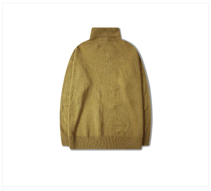 Male Sweater Basic Pullover 2018 Autumn Winter High Neck Casual Solid Color Warm Sweater Women Men Fashion Street Loose Sweaters Street King Limited