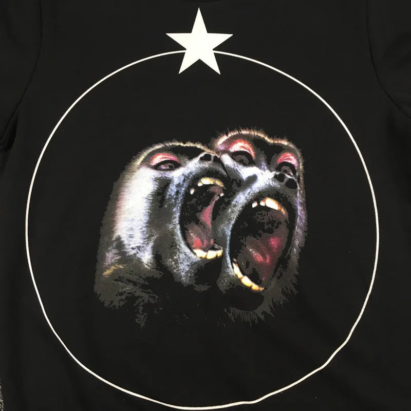 New  High Men 3D orangutan Monkey star Hoodies Hoody hooded Sweatshirts velvet Cotton Drake Thicken Fleece Kenye #d20 Street King Limited