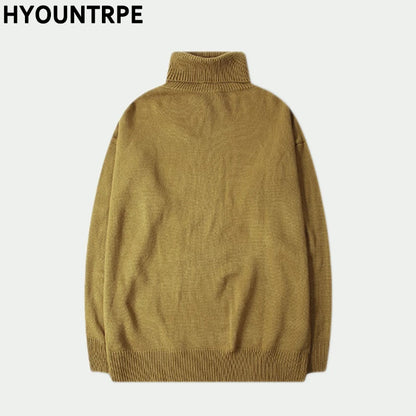 Male Sweater Basic Pullover 2018 Autumn Winter High Neck Casual Solid Color Warm Sweater Women Men Fashion Street Loose Sweaters Street King Limited