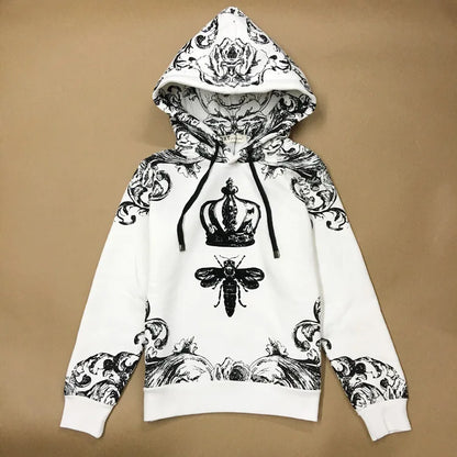 New  High Crown bee flocking Classic Unisex Hoodies Hoody hooded Sweatshirts velvet Cotton Drake Thicken Fleece #D13 Street King Limited