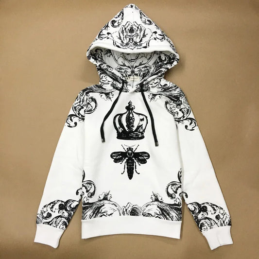 New  High Crown bee flocking Classic Unisex Hoodies Hoody hooded Sweatshirts velvet Cotton Drake Thicken Fleece #D13 Street King Limited