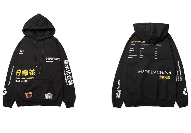 Men Hooded Pullover Streetwear Lemon Tea Print Deisgn Hoodie Sweatshirt Hip Hop Winter Fleece Hoodie Cotton Chinese Autumn 2023 Street King Limited
