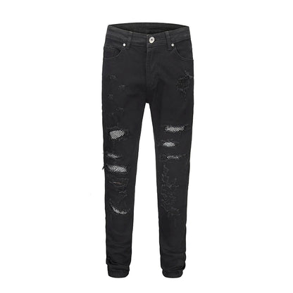graffiti printed ripped destroied denim jean mens distressed biker jeans with sequins 2018 fashion high street slim pants jogger unique joggers style 2337