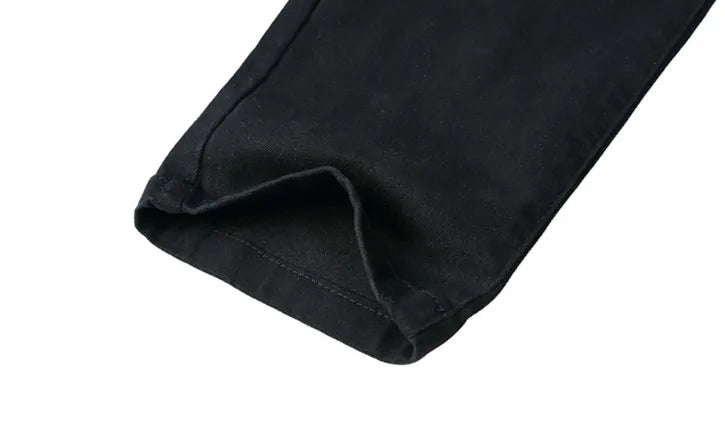 knee ripped hole biker jeans men denim destroyed slim fit zippers jeans fashion trousers black streetwear hip hop pants jogger unique joggers style 4164