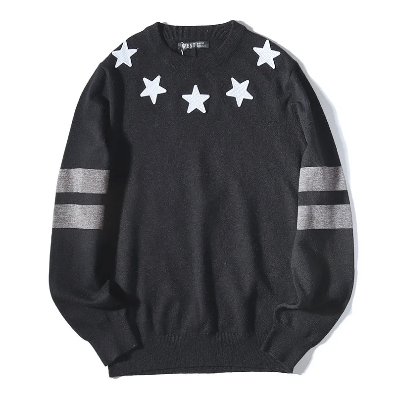 New 2021 Men Luxury Winter gentleman Embroidered stars stripes Knit Casual Sweaters pullover Asian Plug Size High Drake #H73 Street King Limited