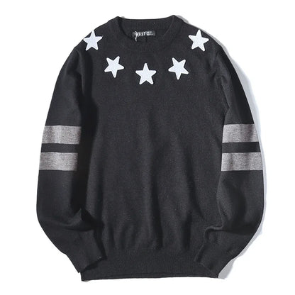 New 2021 Men Luxury Winter gentleman Embroidered stars stripes Knit Casual Sweaters pullover Asian Plug Size High Drake #H73 Street King Limited
