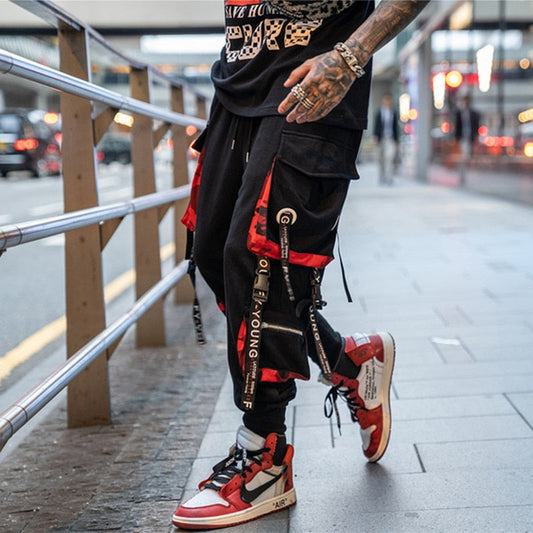 "Red Ribbon" Unisex Men Women Streetwear Cargo Jogger Pants Daulet Apparel