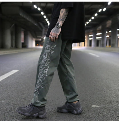 hip hop loose fit elastic waist pants fashion embroidery ankle pants mens 2019 new spring summer casual sportwear pants joggers unique joggers style 1104