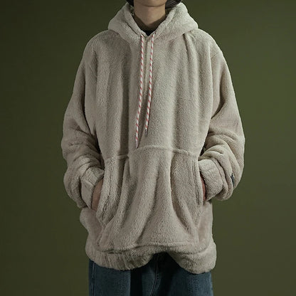 Warm Hoodies Men's 2018 Autumn Winter Hairy Sweatshirts Hip Hop Casual Drawstring Pullover Fashion Skateboard Solid Hooded Tops Street King Limited