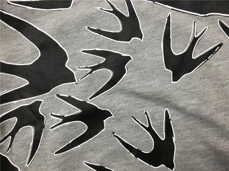 New  Men Full of Swallows Hoodies Hoody hooded Sweatshirts velvet Cotton Drake Thick Fleece Street Hip hop #E153 Street King Limited