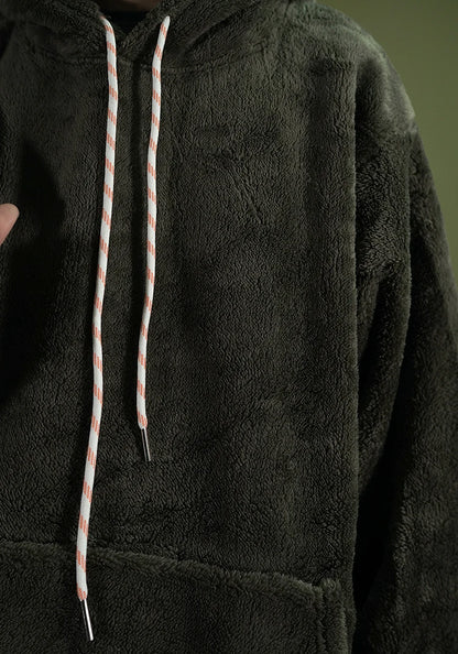 Warm Hoodies Men's 2018 Autumn Winter Hairy Sweatshirts Hip Hop Casual Drawstring Pullover Fashion Skateboard Solid Hooded Tops Street King Limited
