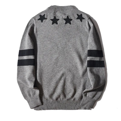 New 2021 Men Luxury Winter gentleman Embroidered stars stripes Knit Casual Sweaters pullover Asian Plug Size High Drake #H73 Street King Limited