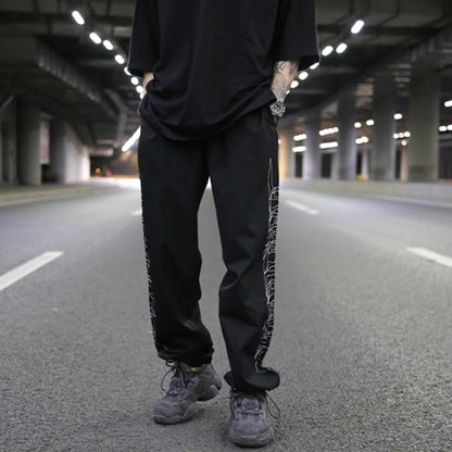 hip hop loose fit elastic waist pants fashion embroidery ankle pants mens 2019 new spring summer casual sportwear pants joggers relaxed fit joggers