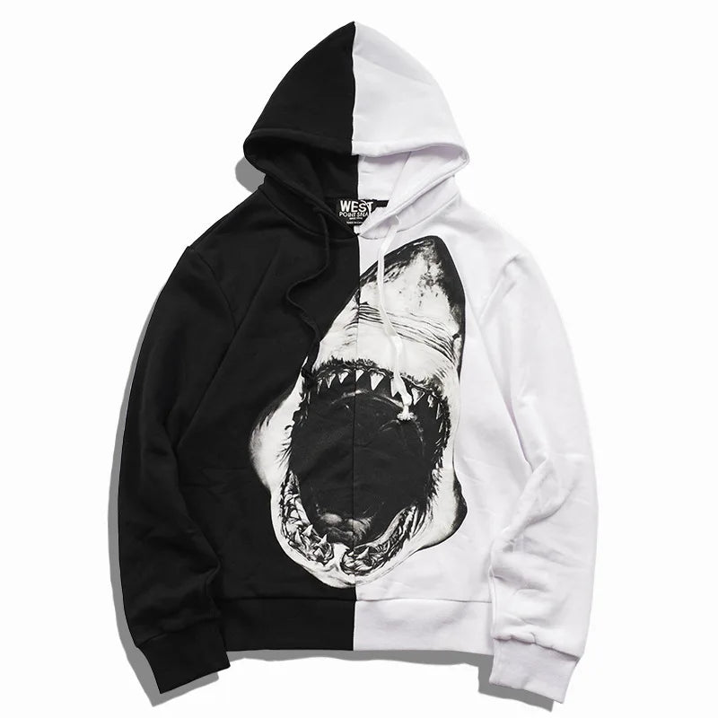 New  Baolideng High Men Shark teeth Yin yang Hoodies Hoody hooded Sweatshirts velvet Cotton Drake Thicken Fleece #E22 Street King Limited