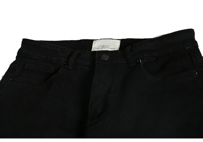 knee patchwork jeans for men hip hop skinny biker taped jean trousers slim fit black denim pants fashion streetwear jogger unique joggers style 5435