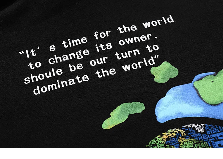 2023 Hip Hop Streetwear Hoodies Sweatshirt Globe Print Men Harajuku Pullover Hoodie Winter Fleece Cotton Autumn Sweatshirt Loose Street King Limited