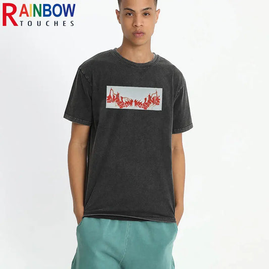 Rainbowtouches 2022 New Short-Sleeve T-Shirt Unisex High Street Colour Red Mesh Loose Casual Punk Hip Hop Fashion Modern Stylish Street King Limited