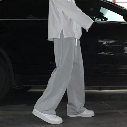 Summer Casual Pants Men Fashion Gray Black White Wide-leg Pants Men Streetwear Loose Straight Sweatpants Mens Joggers Trousers Street King Limited