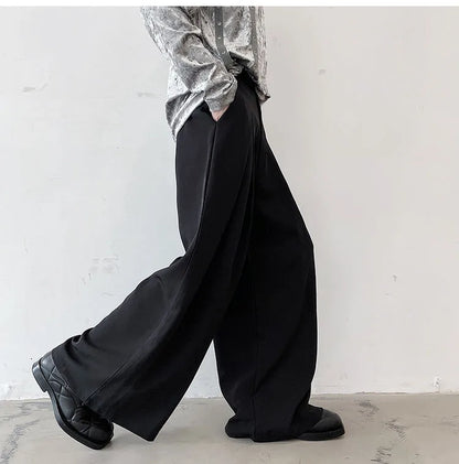 pants men high waist casual wide leg suit pant male vintage fashion japan korea streetwear loose long trousers unique default style 957