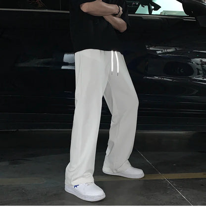 Summer Casual Pants Men Fashion Gray Black White Wide-leg Pants Men Streetwear Loose Straight Sweatpants Mens Joggers Trousers Street King Limited