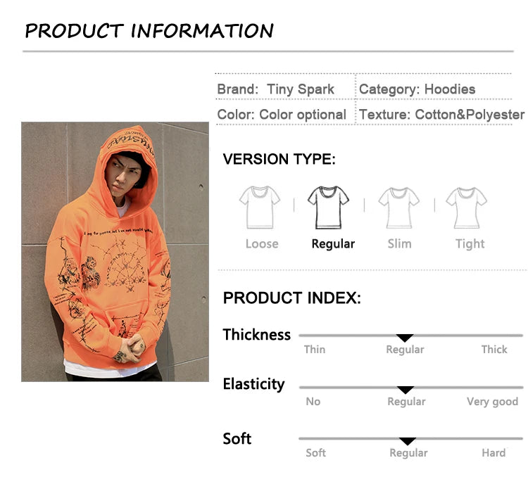2023 Hip Hop Hoodie Sweatshirt Men Streetwear Skull Graffiti Print Hoodie Pullover Cotton Autumn Grey Harajuku Punk Clothes New Street King Limited