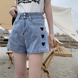 "Black Hearted" Women Streetwear Denim Shorts Daulet Apparel