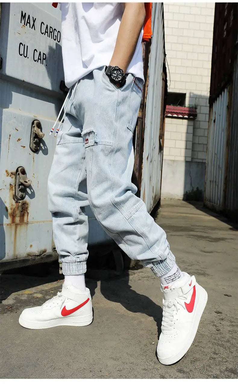 2023 new streetwear hip hop cargo pants mens jeans elastic harun joggers in autumn and spring men clothing unique joggers style 2566