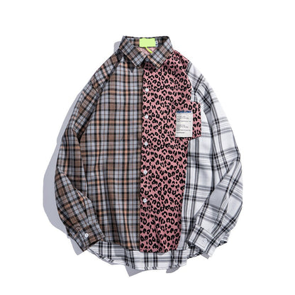 "Leopard Plaid" Unisex Men Women Streetwear Graphic Shirt Daulet Apparel