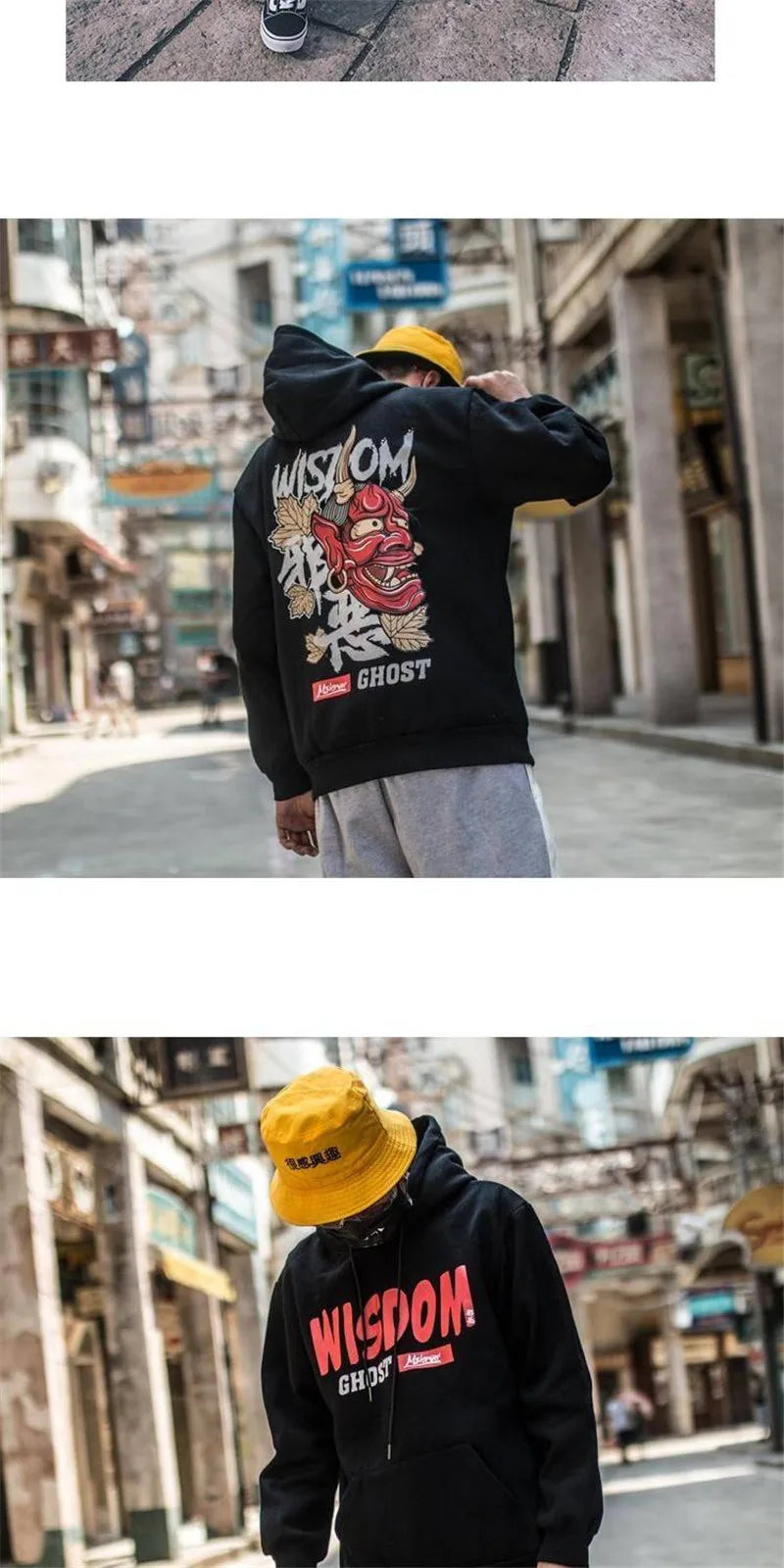 Japanese Chinese Style Hoodies Streetwear Sweatshirt Hooded Hip Hop Evil Devil Printed Hoodie Gothic Kpop Men Autumn Tops Male Street King Limited