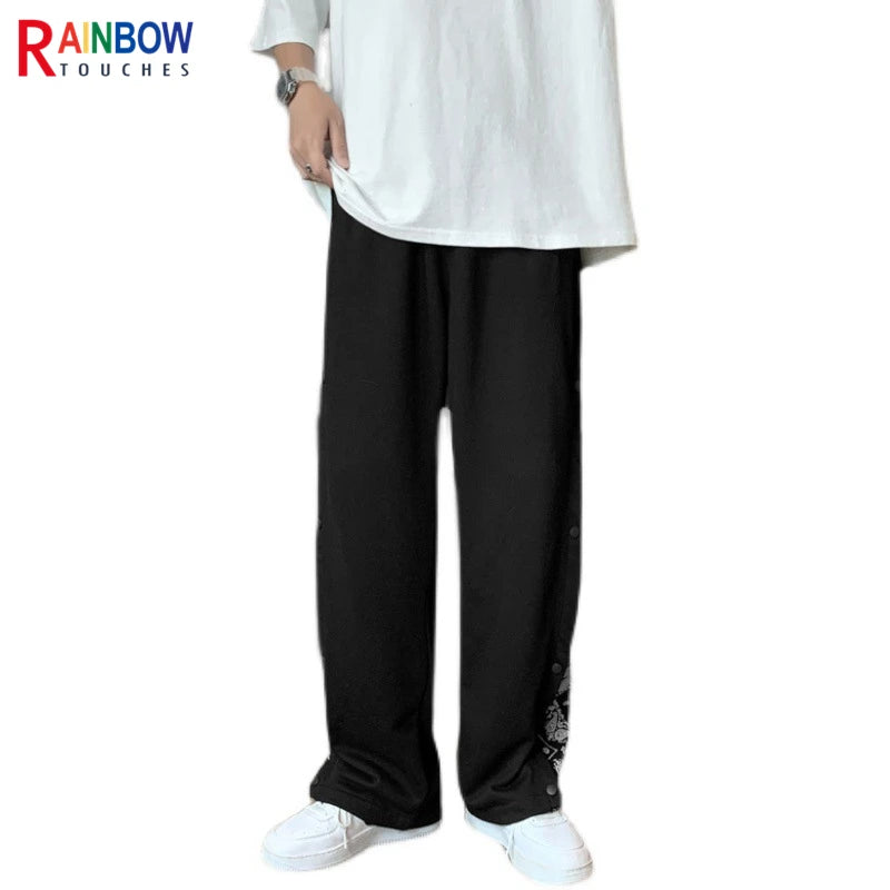 rainbowtouches fashion brand men pants harajuku stitched breasted summer casual bandana pattern hip hop loose wide leg trouser unique default style 1895