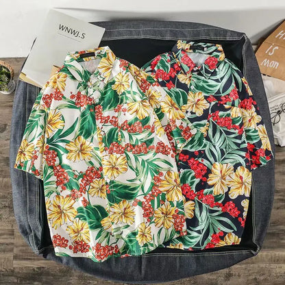 Casual Mens Shirts Fashion Bermuda sandy beach Printed short sleeve Men Shirts Streetwear Jogger Sports undershirt Homme chemise Street King Limited