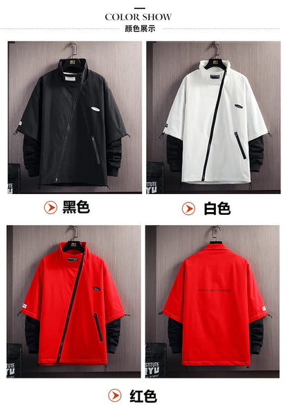 mens hoodies men 2024 spring patchwork sweatshirt japanese streetwear harajuku hip hop oversized black red hoodie men unique default style 5764