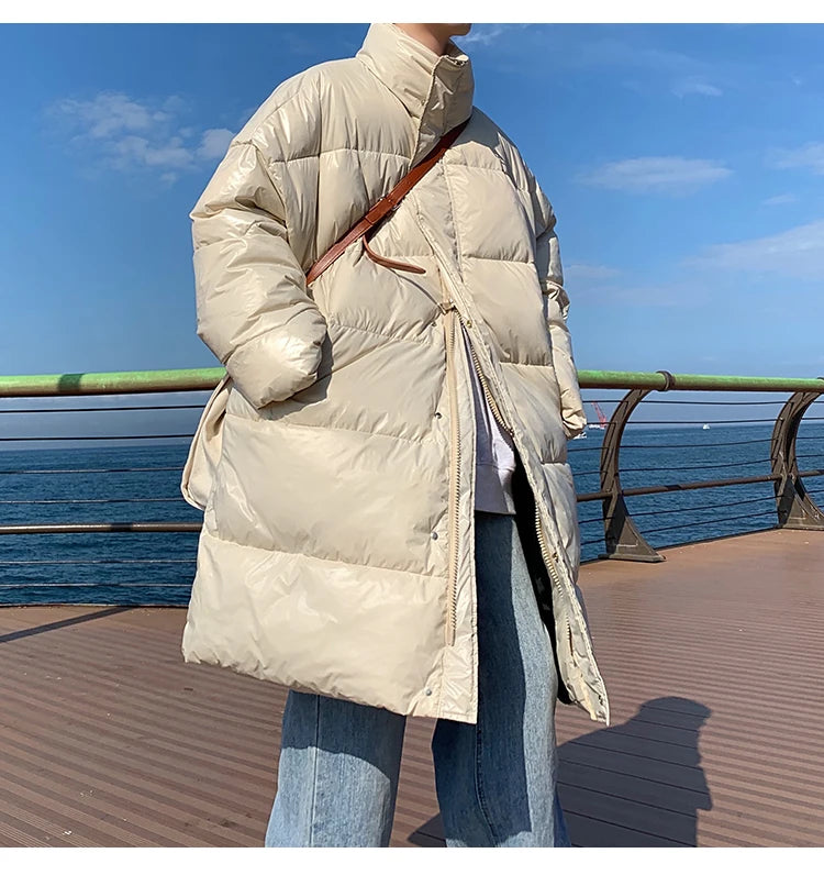 Winter Oversized Down Jacket Men Warm Fashion Casual Long Coat Men Streetwear Korean Loose Thick Jacket Mens Parker Overcoat Street King Limited
