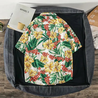 Casual Mens Shirts Fashion Bermuda sandy beach Printed short sleeve Men Shirts Streetwear Jogger Sports undershirt Homme chemise Street King Limited